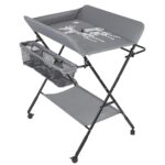 Baby Changing Table- Foldable- Portable - Height Adjustable -Giraffe Pattern - Grey
