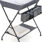 Baby Changing Table- Foldable- Portable - Height Adjustable  - Grey/ White