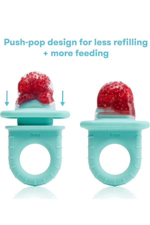 Frida Baby Push Pop Feeder, Baby Fruit Feeder, Baby Fruit Food Pacifier to Safely Introduce New Foods, Fresh + Frozen Food Silicone Feeder for Babies, BPA Free - Image 3