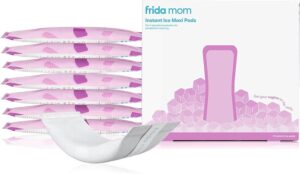 FRIDA MOM 2-in-1 Postpartum Pads, Absorbent Perineal Ice Maxi Pads, Instant Cold Therapy Packs and Maternity Pad in One (8 Pads)