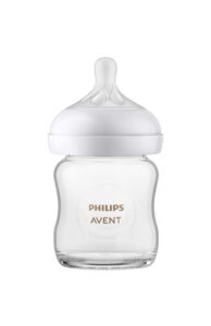 Philips AVENT Glass Natural Baby Bottle with Natural Response Nipple, Clear, 4oz, 1pk