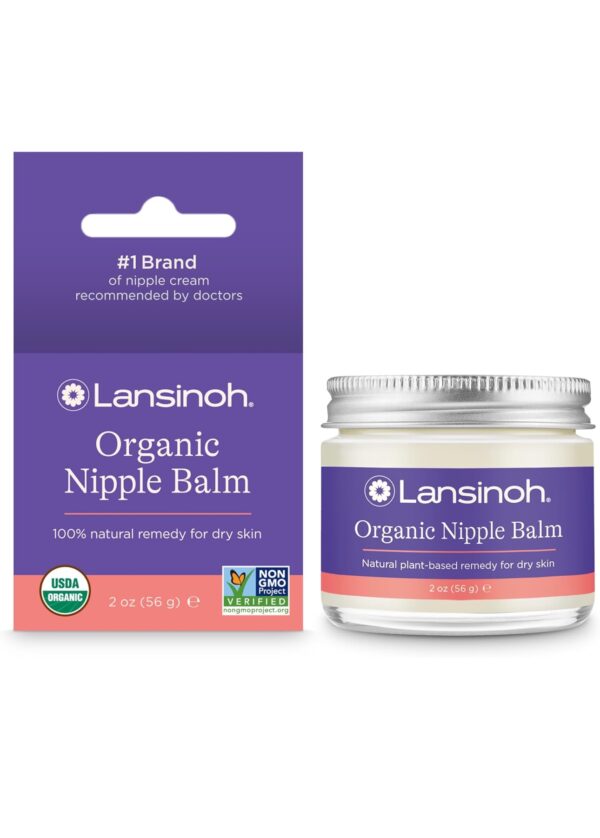 Lansinoh Organic Nipple Butter, Nipple Cream Safe for Breastfeeding Baby, Postpartum Essentials for Mom, 2 Ounces