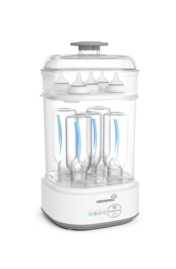 Grownsy Bottle Sterilizer and Dryer, Compact Electric Steam Baby Bottle Sterilizer (Esterilizador de Biberones), Bottle Sanitizer for Baby Bottles, Pacifiers, Pump Parts
