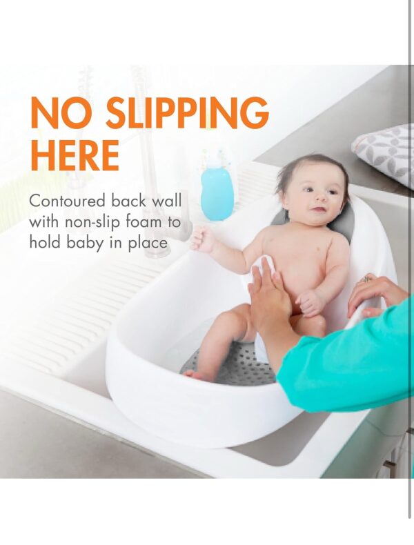 Boon Soak 3 Stage Baby Bathtub - Baby Bath Tub with Three Support Positions for Newborn to Toddlers - Color Changing Drain Plug for Ideal Bath Temperature - Gray - Ages 0 to 18 Months and Up - Image 4