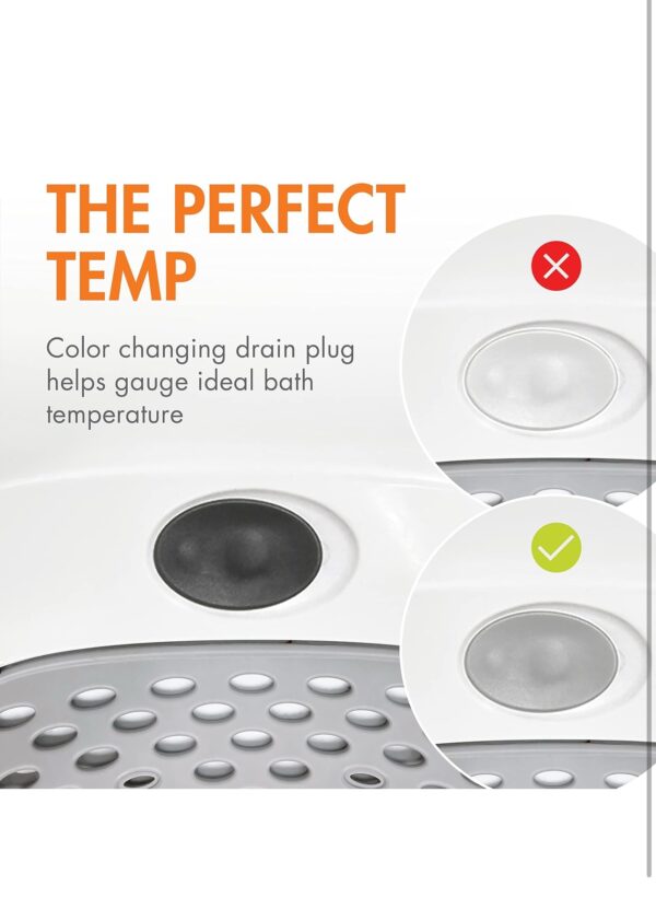 Boon Soak 3 Stage Baby Bathtub - Baby Bath Tub with Three Support Positions for Newborn to Toddlers - Color Changing Drain Plug for Ideal Bath Temperature - Gray - Ages 0 to 18 Months and Up - Image 3
