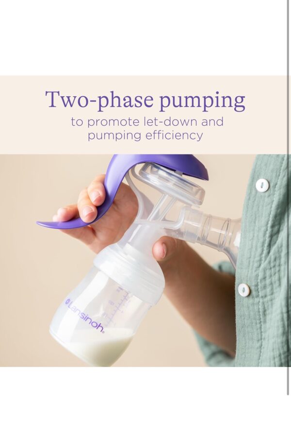 Lansinoh Manual Breast Pump, Hand Pump with Comfortable Flange for Breastfeeding Essentials, Includes Baby Bottle for Feeding, 5oz - Image 2
