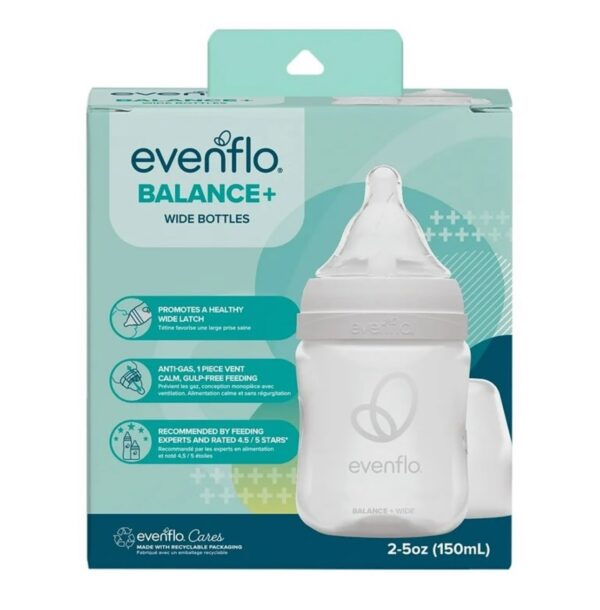 Evenflo Balance Wide Baby Bottles, Platinum White Color 5oz 2 Count - Image 3