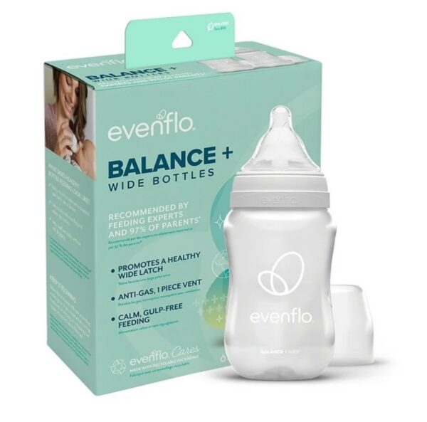 Evenflo Balance Wide Baby Bottles, Platinum White Color 5oz 2 Count - Image 2