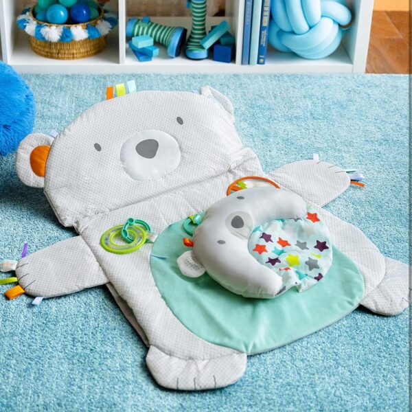 Bright Starts Tummy Time Prop & Play Baby Activity Mat with Support Pillow & Taggies - Polar Bear 35 x 29.5 in., Newborn and up