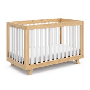 Storkcraft Beckett Convertible Crib (Natural with White Slats) – Converts from Baby Crib to Toddler Bed and Daybed, Fits Standard Full-Size Crib Mattress, Adjustable Mattress Support Base- Mattress Sold Separately