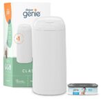 Diaper Genie Classic Pail Includes 1 Starter Square Refill That can Hold up to 165 - Pail itself Holds Up to 55 Newborn-Sized Diapers at any given time .