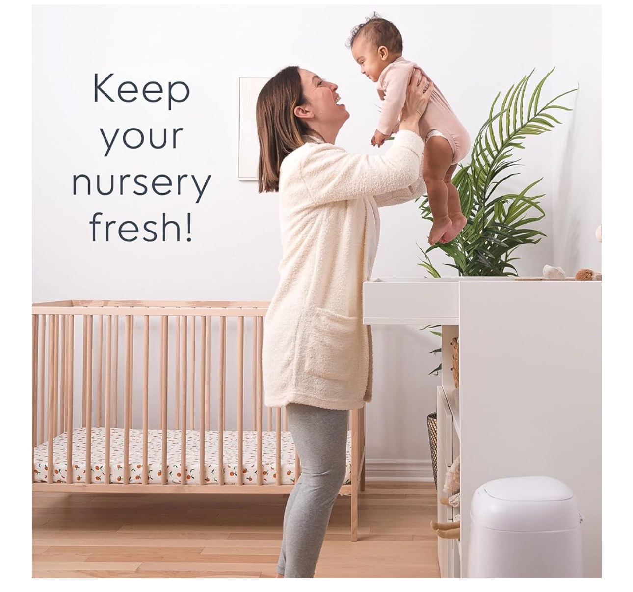 Diaper Genie Classic Pail Includes 1 Starter Square Refill That can Hold up to 165 - Pail itself Holds Up to 55 Newborn-Sized Diapers at any given time . - Image 2