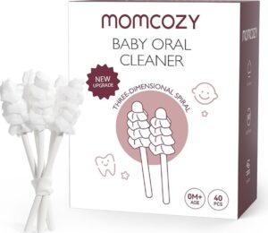 Momcozy Baby Tongue Cleaner Gauze, Baby Toothbrush Disposable Oral Cleaner, Toddler Tooth Brush for Tooth Mouth Gum Clean, Infant Toothbrush Oral Cleaning Stick, Baby Oral Cleaner Newborn, 40 Count