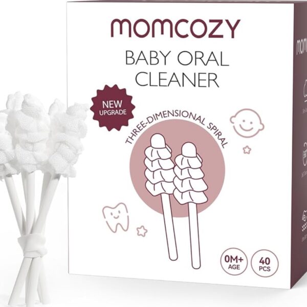 Momcozy Baby Tongue Cleaner Gauze, Baby Toothbrush Disposable Oral Cleaner, Toddler Tooth Brush for Tooth Mouth Gum Clean, Infant Toothbrush Oral Cleaning Stick, Baby Oral Cleaner Newborn, 40 Count