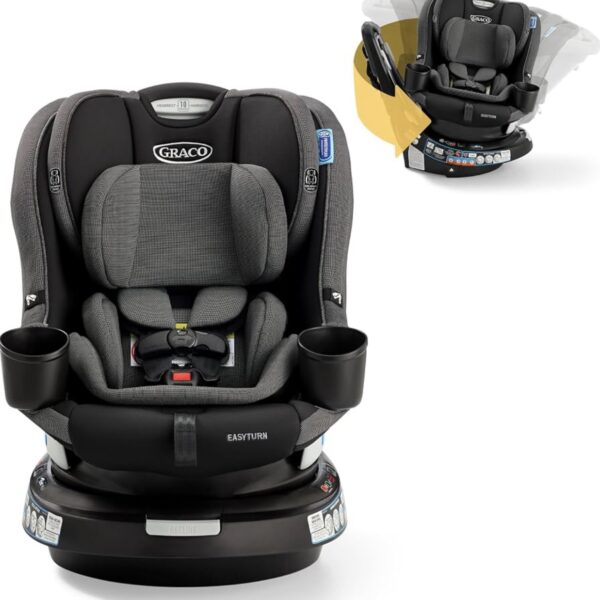 Graco EasyTurn 360 2-in-1 Rotating Convertible Car Seat, 360 Degree Rotating Infant to Toddler Rotating Car Seat, 2 Modes Rear and Forward Facing, Slim Design, Cyran
